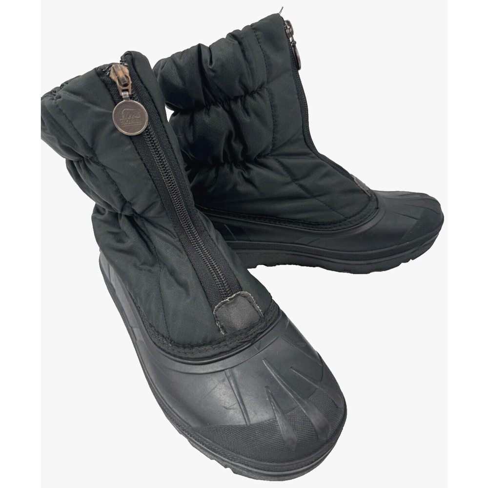 Sorel Women Black Puffer Lined Boots 8 Canada Winter Outdoor Zip Up Rubber Sole‎